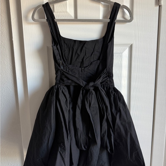 WINDSOR Black Drop Waist Mini Dress Bow Tie Back Square Neck Poofy Mesh Slim S - Picture 5 of 9